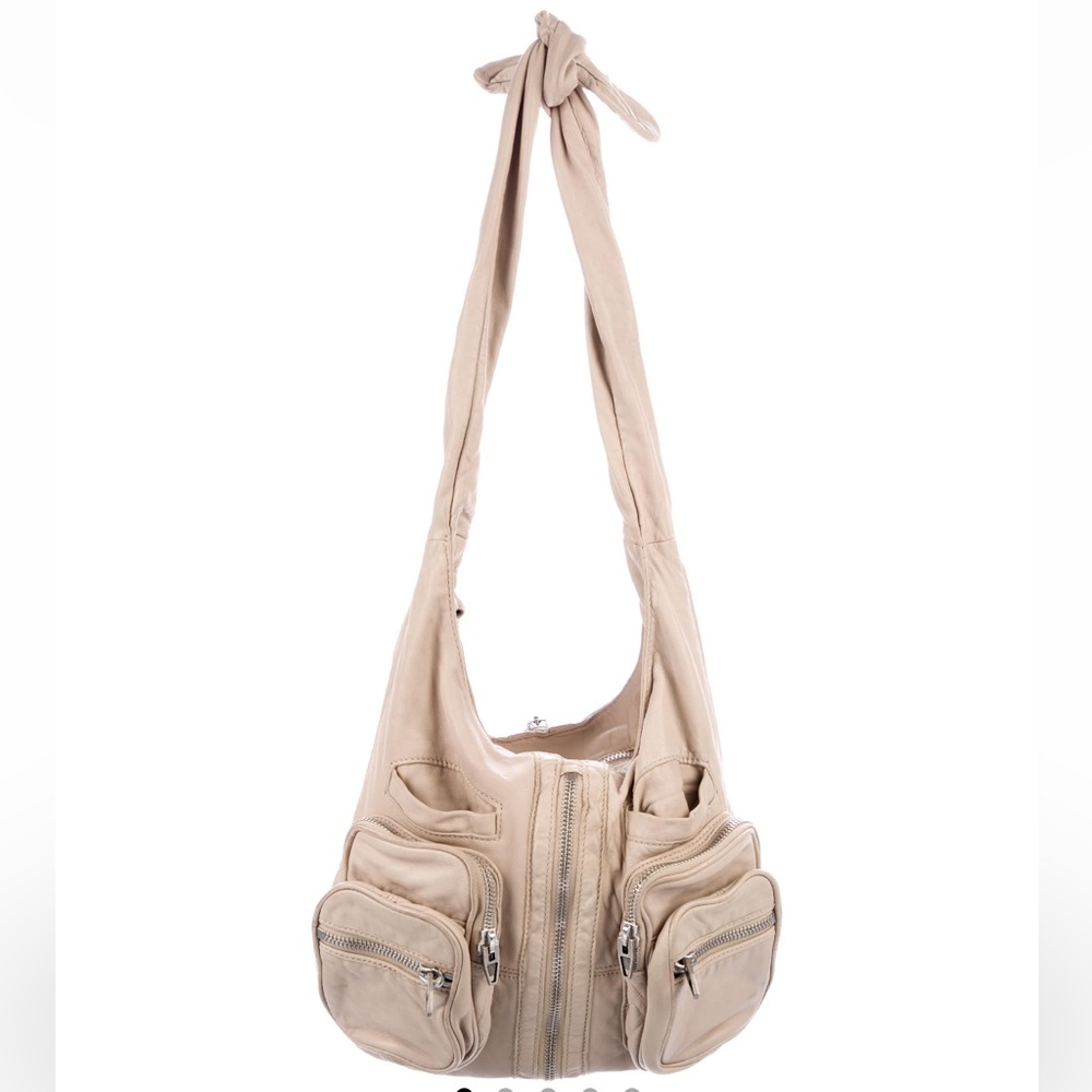 Alexander Wang Donna Leather Suede Hobo Shoulder Bag Crossbody Pockets Zip Moto